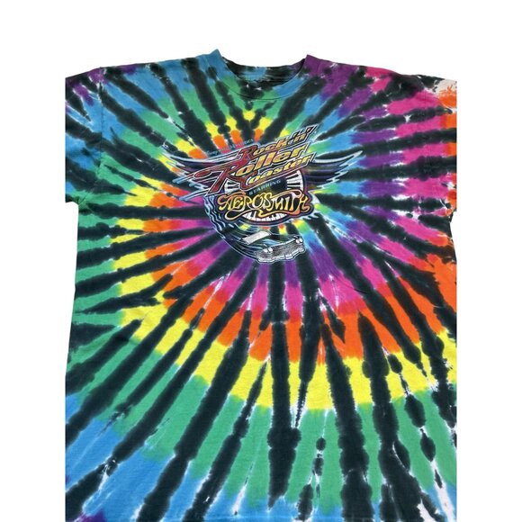 Vintage Single Stitch Disney Aerosmith Graphic Tee 2XL Tie Dye - Picture 11 of 12